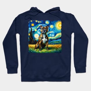 Starry Staffordshire Bull Terrier Dog Portrait - Pet Portrait Hoodie